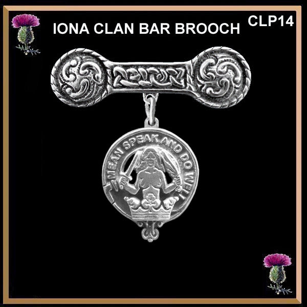 Urquhart Clan Crest Iona Bar Brooch - Sterling Silver