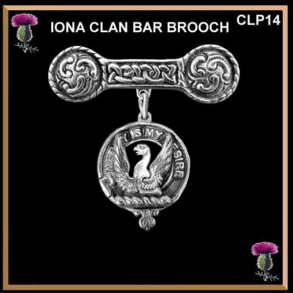 Wishart Clan Crest Iona Bar Brooch - Sterling Silver