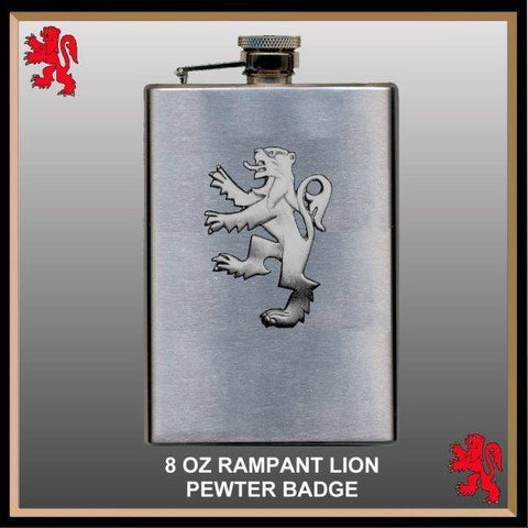 8oz Rampant Lion Badge Flask Symbol Of Scotland Hip Flask