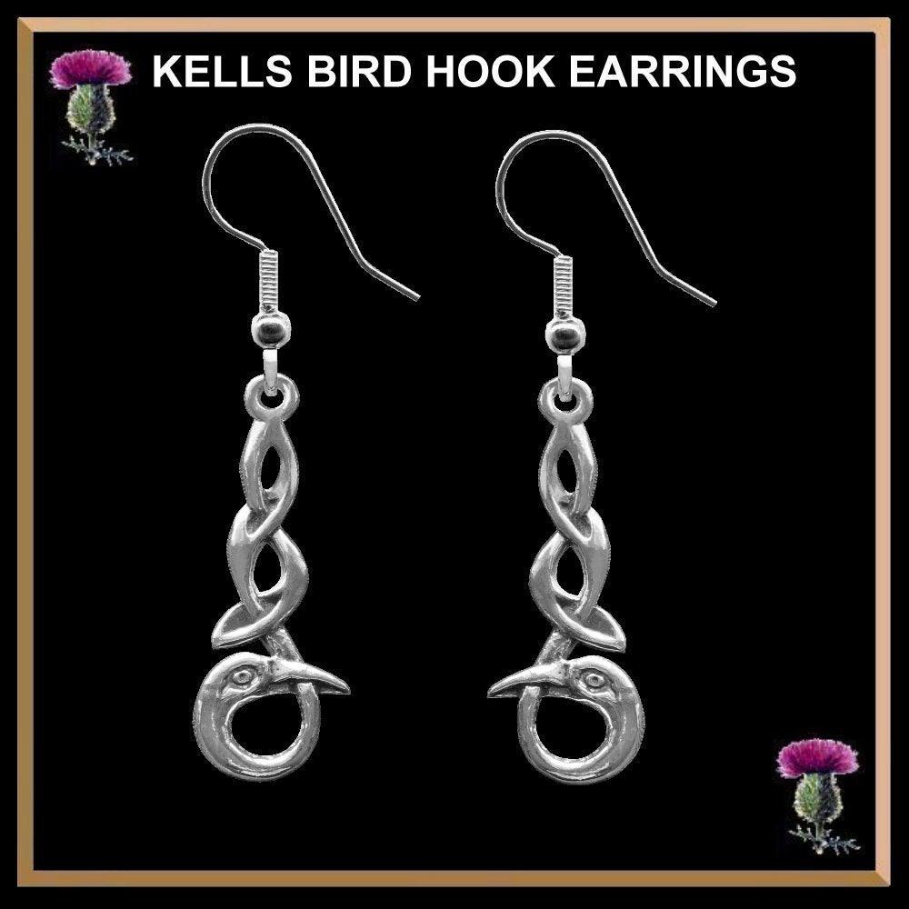 Kells Bird Hook Earrings, Celtic Knot Earrings