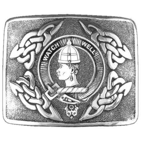 Haliburton Clan Crest Interlace Kilt Buckle, Scottish Badge