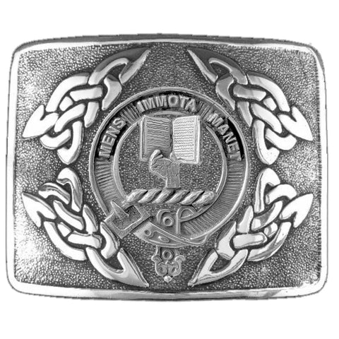 Meldrum Clan Crest Interlace Kilt Buckle, Scottish Badge