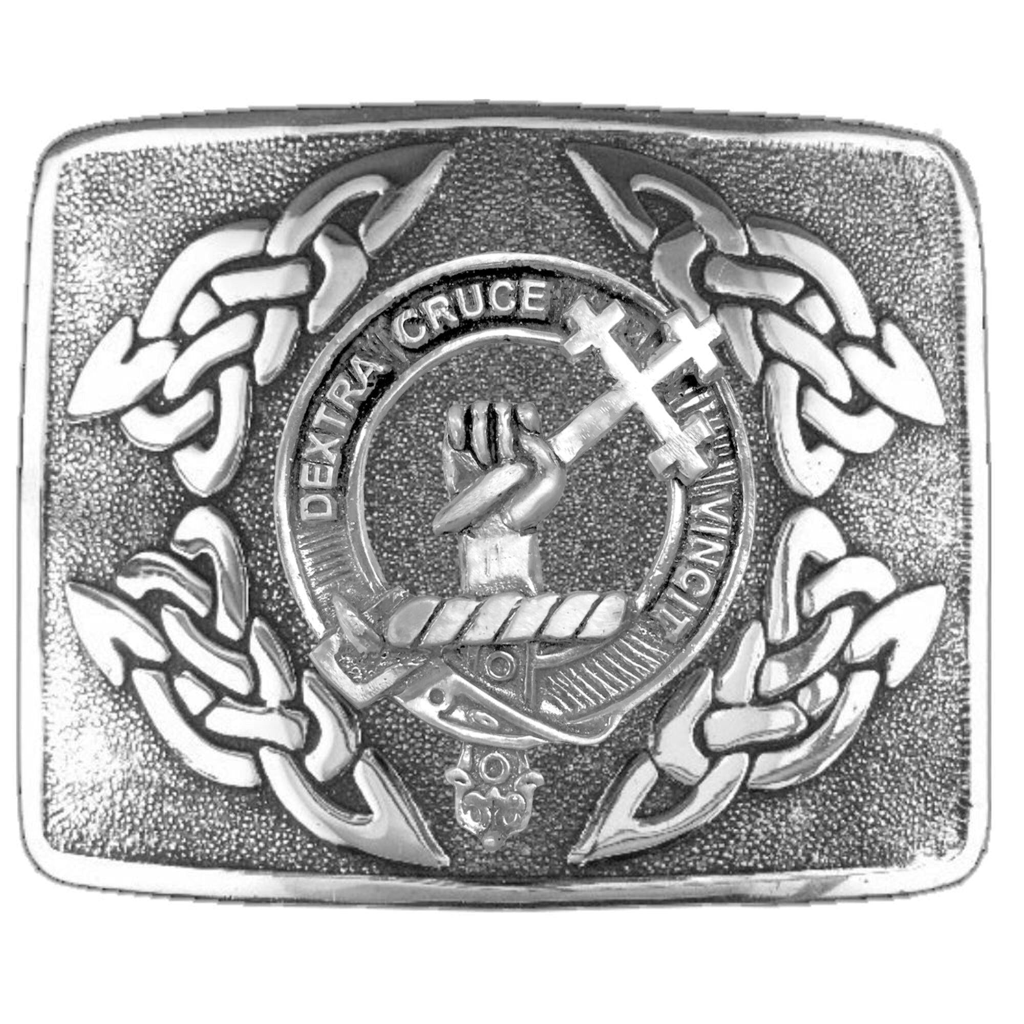 Sheppard Clan Crest Interlace Kilt Buckle, Scottish Badge