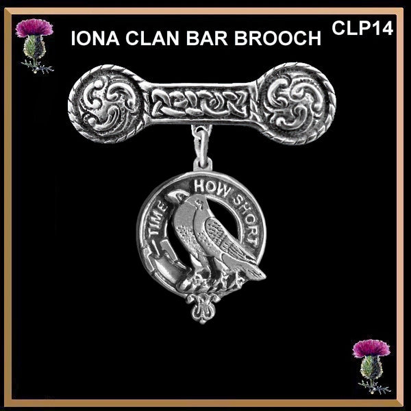 Akins Clan Crest Iona Bar Brooch - Sterling Silver