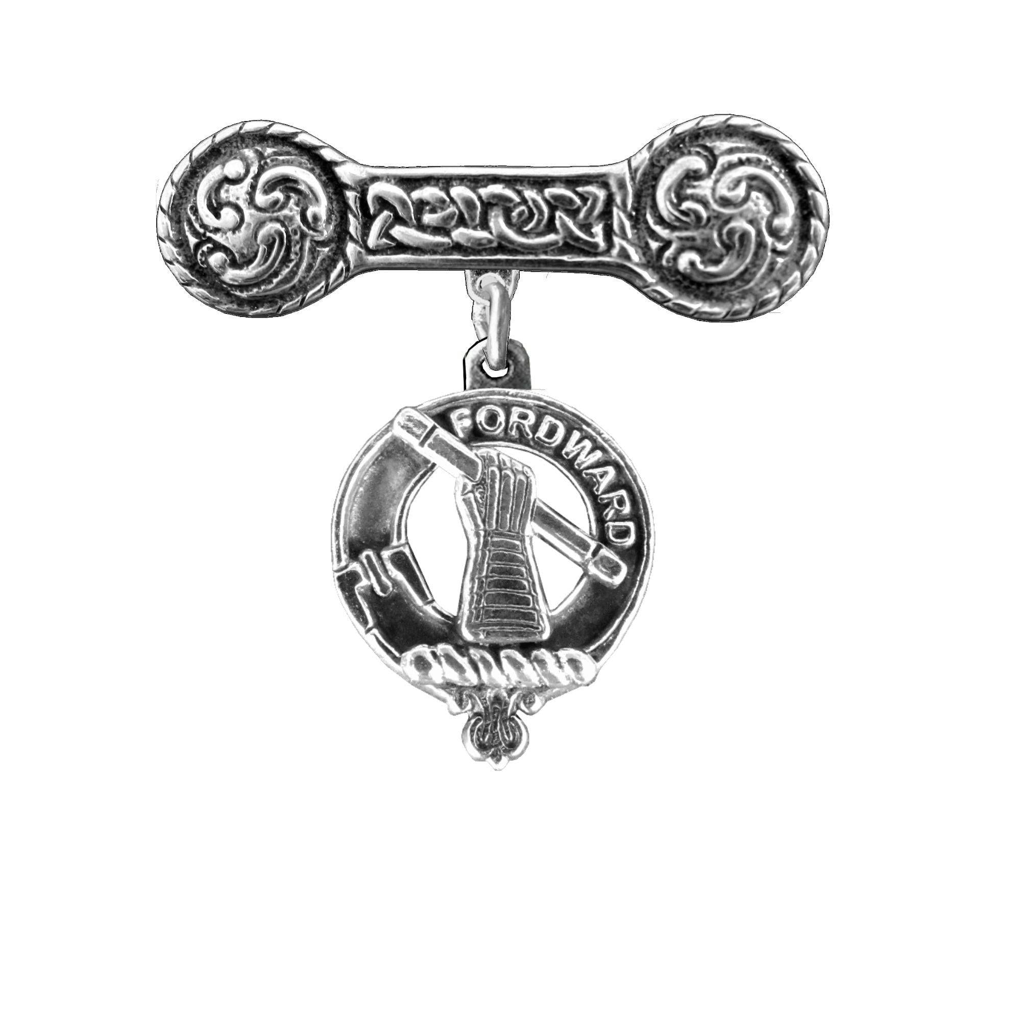 Balfour Clan Crest Iona Bar Brooch - Sterling Silver