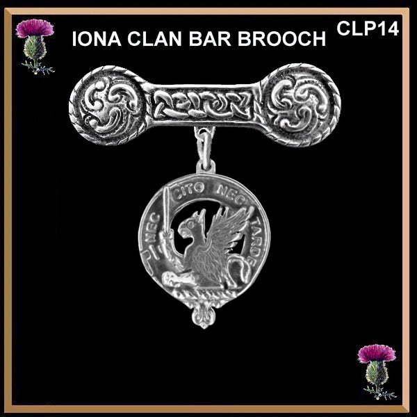 Bannatyne Clan Crest Iona Bar Brooch - Sterling Silver