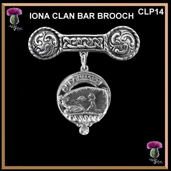 Bethune Clan Crest Iona Bar Brooch - Sterling Silver