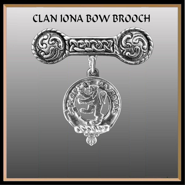 Brown Clan Crest Iona Bar Brooch - Sterling Silver