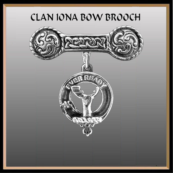 Burns Clan Crest Iona Bar Brooch - Sterling Silver