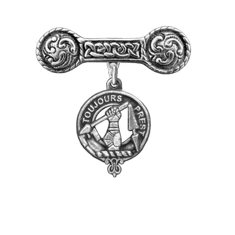 Carmichael Clan Crest Iona Bar Brooch - Sterling Silver