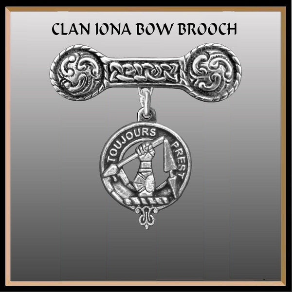 Carmichael Clan Crest Iona Bar Brooch - Sterling Silver