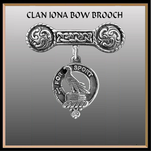 Clelland Clan Crest Iona Bar Brooch - Sterling Silver