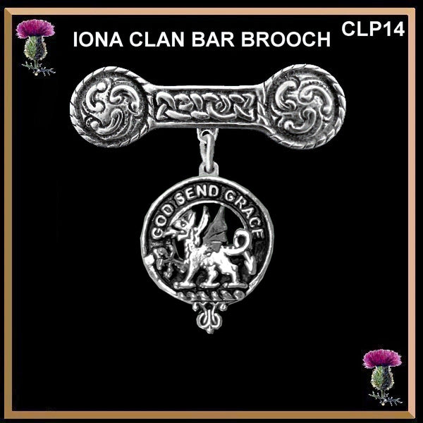Crichton Clan Crest Iona Bar Brooch - Sterling Silver
