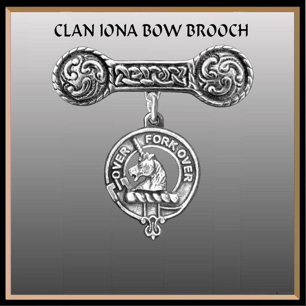 Cunningham Clan Crest Iona Bar Brooch - Sterling Silver