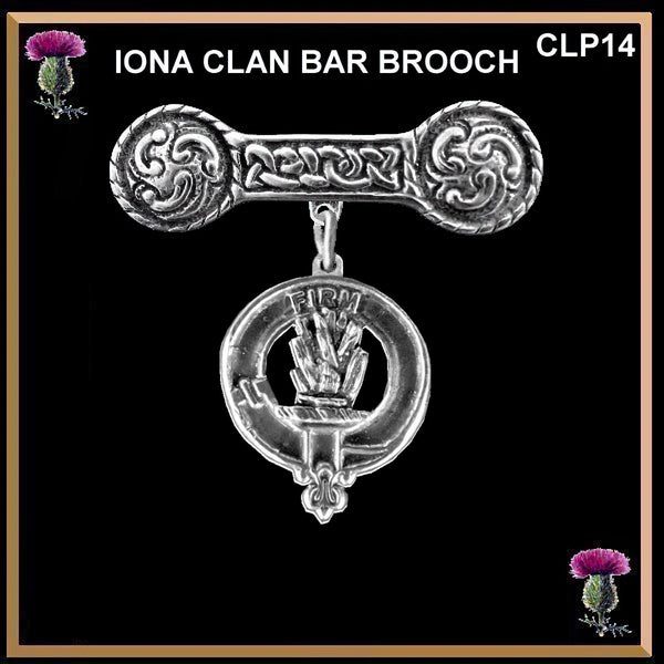 Dalrymple Clan Crest Iona Bar Brooch - Sterling Silver