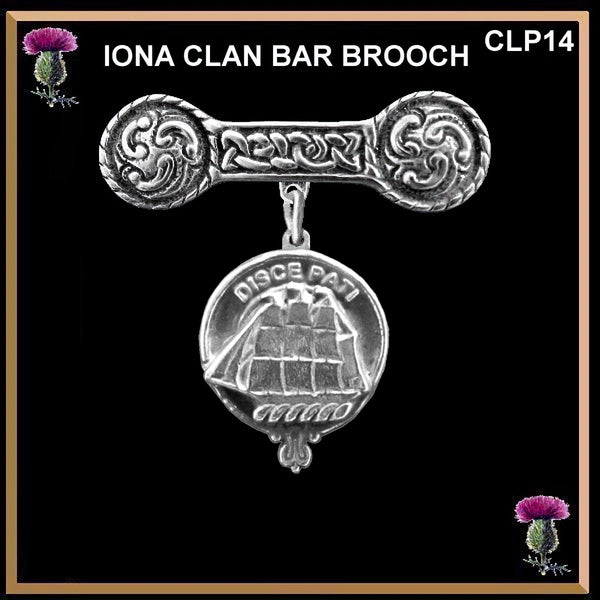 Duncan Clan Crest Iona Bar Brooch - Sterling Silver
