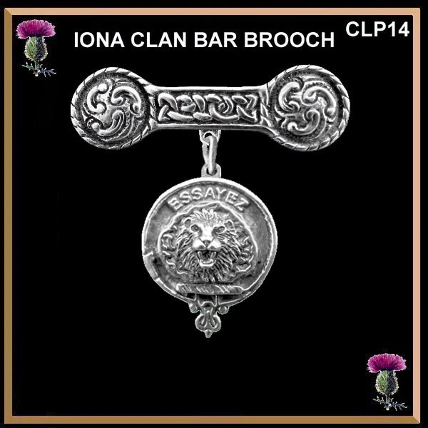 Dundas Clan Crest Iona Bar Brooch - Sterling Silver