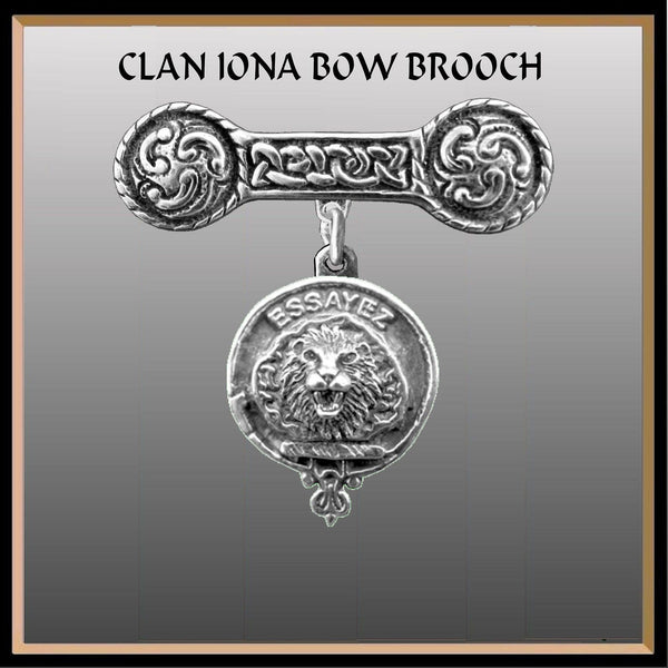 Dundas Clan Crest Iona Bar Brooch - Sterling Silver