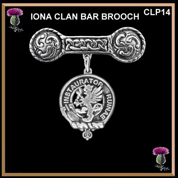 Forsyth Clan Crest Iona Bar Brooch - Sterling Silver