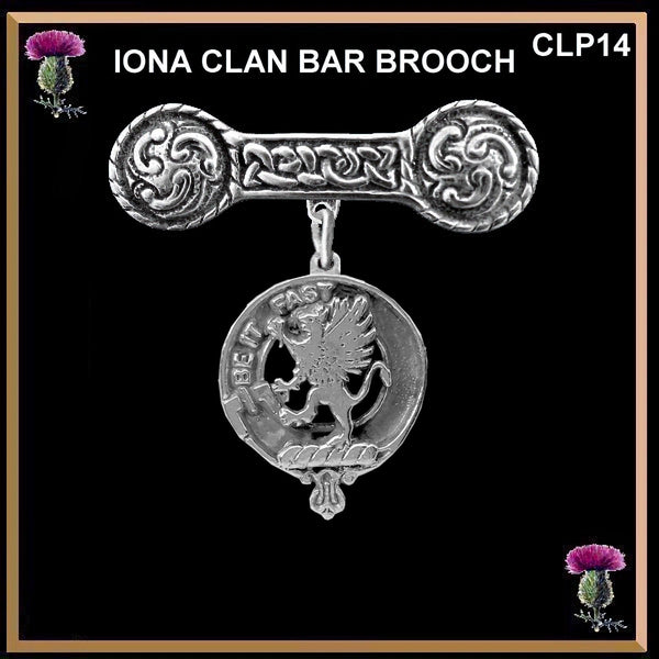 Fotheringham Clan Crest Iona Bar Brooch - Sterling Silver