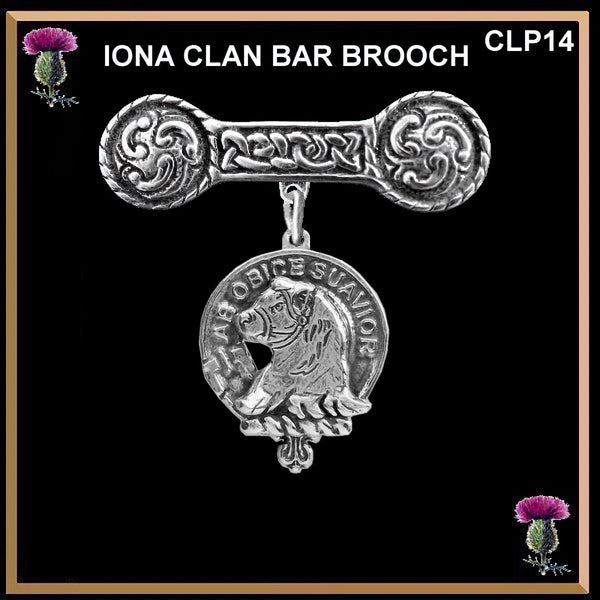 Galbraith Clan Crest Iona Bar Brooch - Sterling Silver