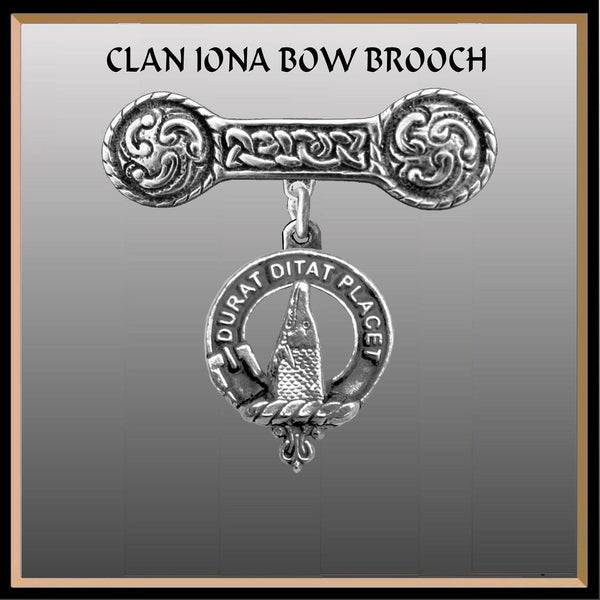 Geddes Clan Crest Iona Bar Brooch - Sterling Silver