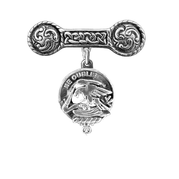 Graham Clan Crest Iona Bar Brooch - Sterling Silver