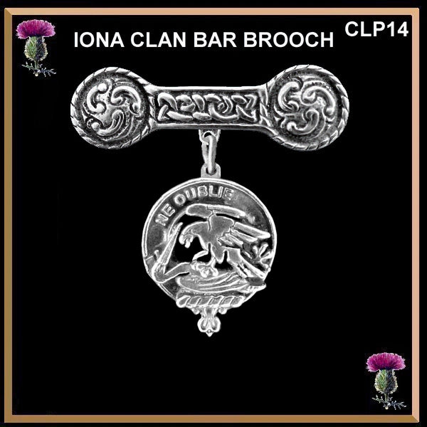 Graham Clan Crest Iona Bar Brooch - Sterling Silver