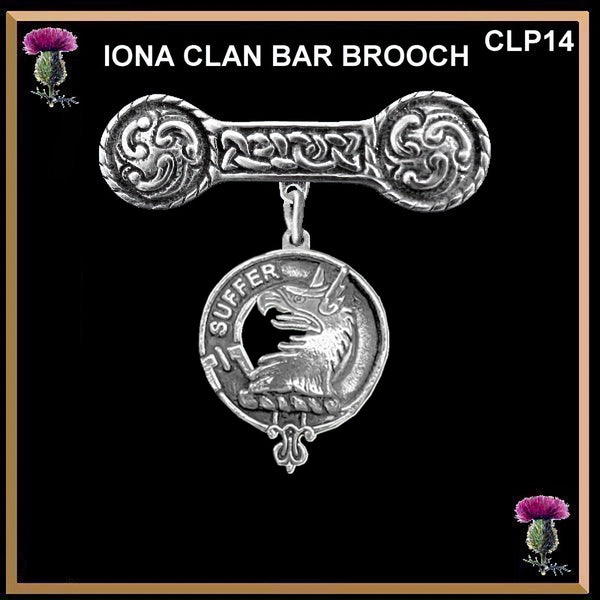 Haldane Clan Crest Iona Bar Brooch - Sterling Silver