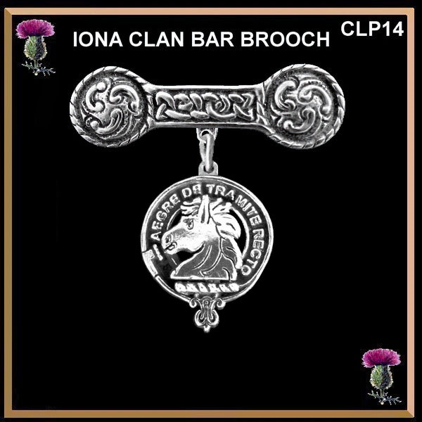 Horsburgh Clan Crest Iona Bar Brooch - Sterling Silver