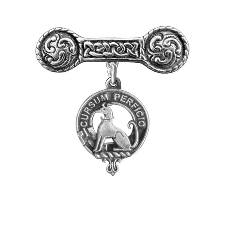 Hunter Clan Crest Iona Bar Brooch - Sterling Silver