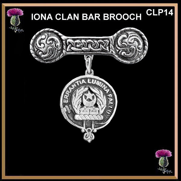 Kinnaird Clan Crest Iona Bar Brooch - Sterling Silver