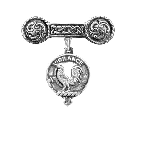 Laing Clan Crest Iona Bar Brooch - Sterling Silver