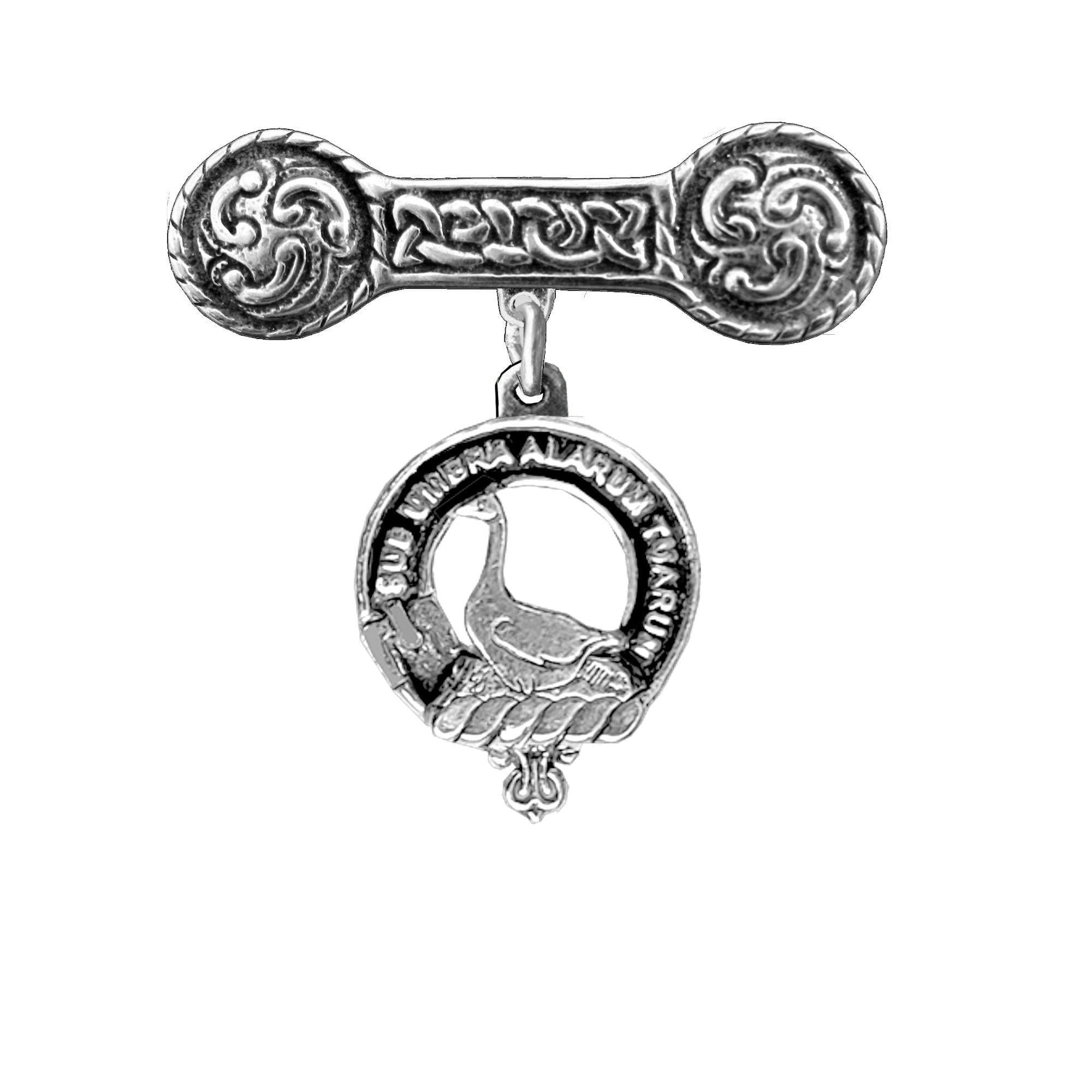 Lauder Clan Crest Iona Bar Brooch - Sterling Silver