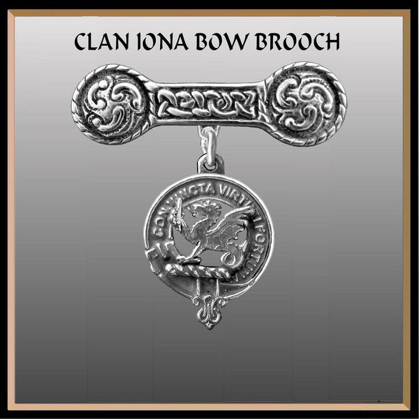 MacBeth Clan Crest Iona Bar Brooch - Sterling Silver