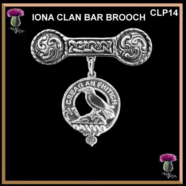 MacDonnell (Glengarry) Clan Crest Iona Bar Brooch - Sterling Silver
