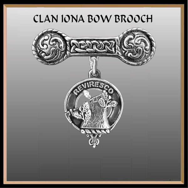 MacEwen Clan Crest Iona Bar Brooch - Sterling Silver