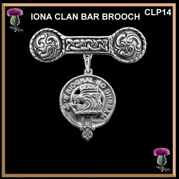 MacGregor Clan Crest Iona Bar Brooch - Sterling Silver