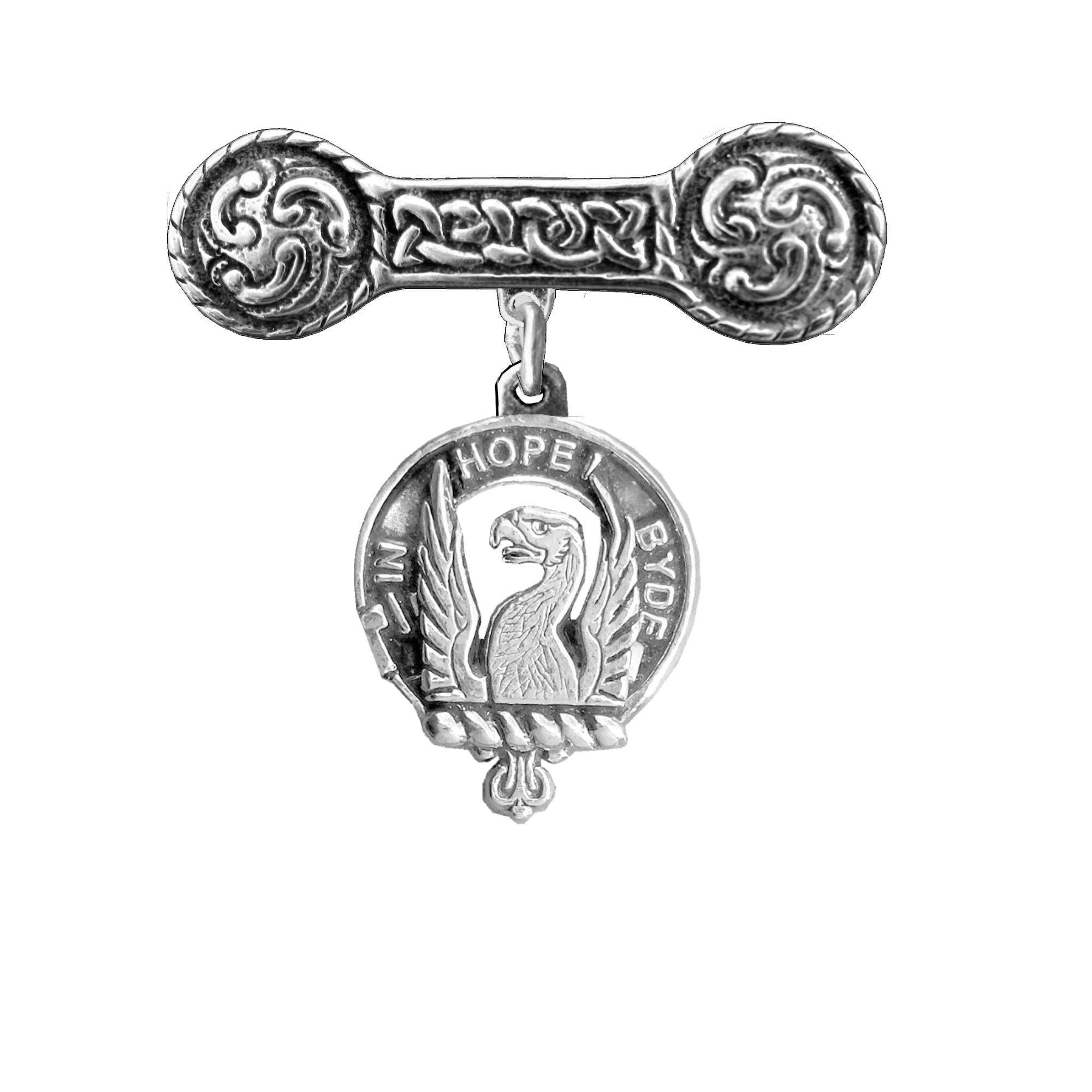 MacIain Clan Crest Iona Bar Brooch - Sterling Silver