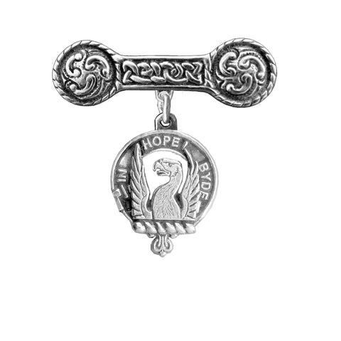 MacIain Clan Crest Iona Bar Brooch - Sterling Silver