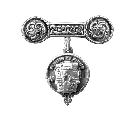MacLachlan Clan Crest Iona Bar Brooch - Sterling Silver