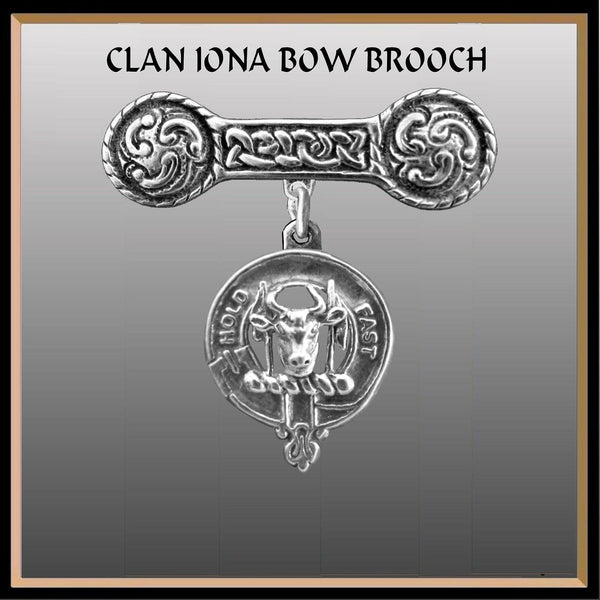 MacLeod Clan Crest Iona Bar Brooch - Sterling Silver