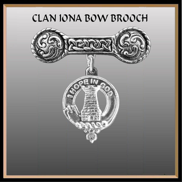 MacNaughton Clan Crest Iona Bar Brooch - Sterling Silver