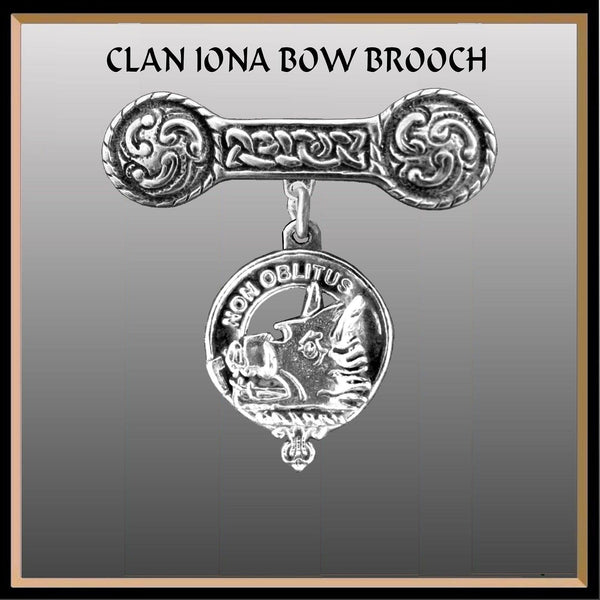 MacTavish Clan Crest Iona Bar Brooch - Sterling Silver