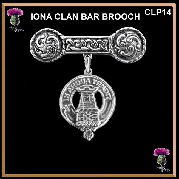 Malcolm Clan Crest Iona Bar Brooch - Sterling Silver