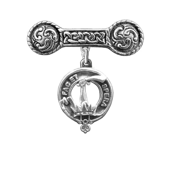 Matheson Clan Crest Iona Bar Brooch - Sterling Silver