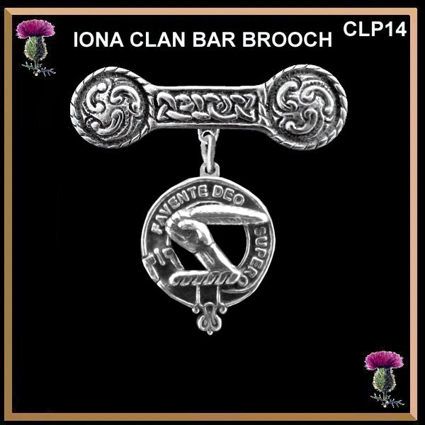 Mitchell Clan Crest Iona Bar Brooch - Sterling Silver