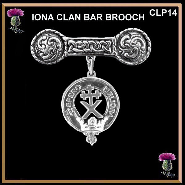 Moffat Clan Crest Iona Bar Brooch - Sterling Silver