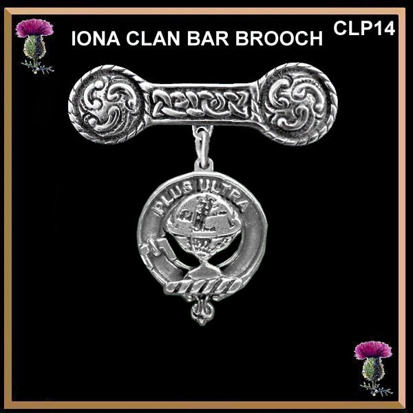 Nairn Clan Crest Iona Bar Brooch - Sterling Silver
