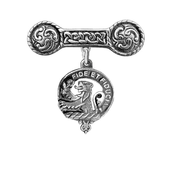 Primrose Clan Crest Iona Bar Brooch - Sterling Silver
